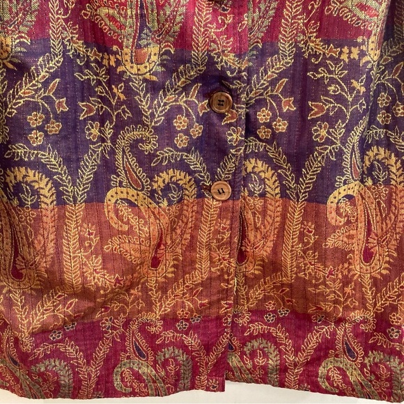 COLDWATER CREEK Sz PXL Made in India Lined Paisley Colourful Buttoned Blazer - Picture 9 of 9